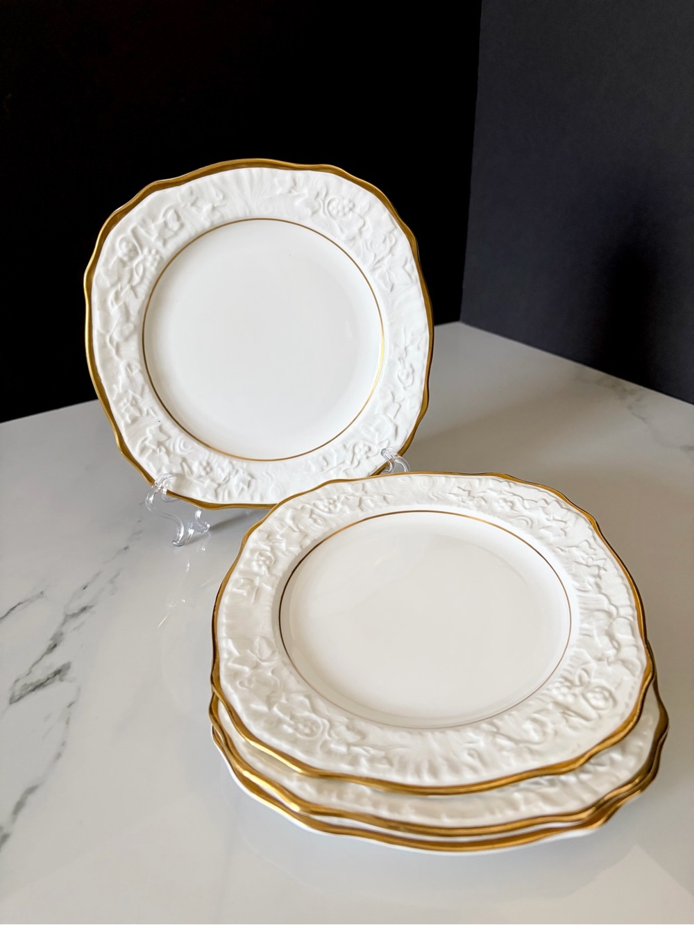 SET of 4 Square Salad Plates - Old English Oak by Royal Stafford